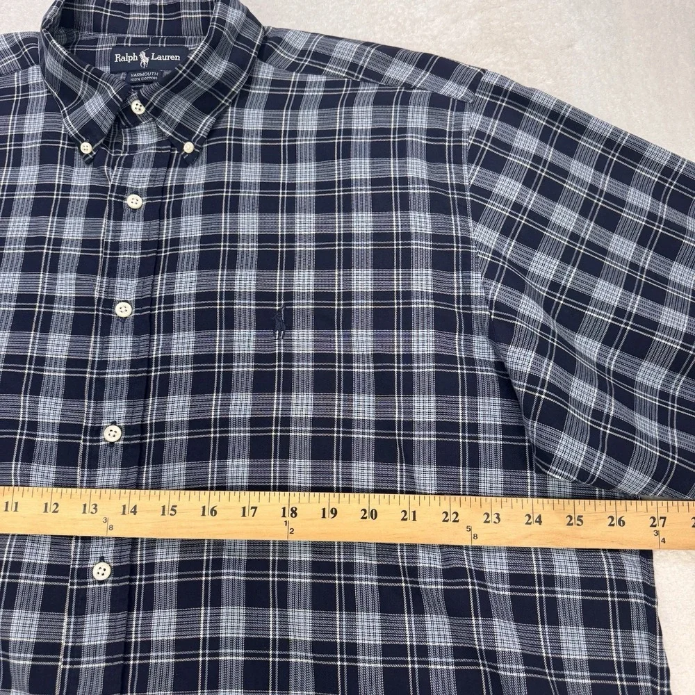 Polo Ralph Lauren‎ Yarmouth Shirt 17.5 34/35 Black Blue Glen Plaid LS